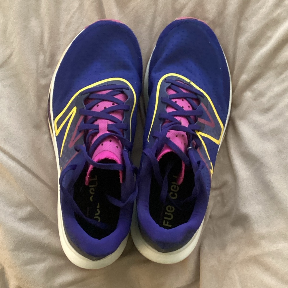 New Balance Women's Blue, Yellow,  and Pink Athletic Shoes. Fuelcell.